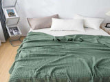 Cotton Blanket Queen Size for Bed - Waffle Weave Fall Blanket, Lightweight and Breathable Soft V1192-AZ-W-31073