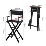 Sarantino Black Tall Directors Chair Beech Wood Frame with Canvas Seat WDC-JOY-BK