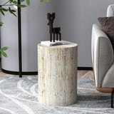 ALPINE MOTHER OF PEARL HAND MADE STOOL/SIDE TABLE V742-FEH14