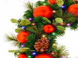 Christabelle 61cm Sable Fir Christmas Wreath Pre Lit Multi Function LED Eucalyptus Pine Cones R 112_SENSF61