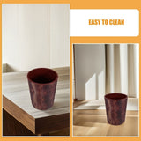 Rustic Wooden Look Trash Can Brown PP Versatile Use for Home and Office V1370-AZ4-08562