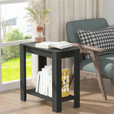 Rustic 2 Tier Side Table Open Accent Table Bedside Storage Slim Coffee End Table V767-JJ-XT411-G1