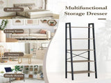 CARLA HOME 5 Tier Ladder Shelf - Wood Metal Display Bookcase - Brown - Rustic - Steel V178-36427