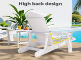 Gardeon Outdoor Table and Chairs HDPE Adirondack Beach Chair Sun Lounge Patio Furniture Garden White FF-BEACH-3HE-WH