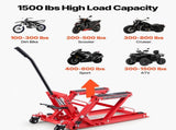 Hydraulic Motorcycle Lift Jack, 680 kg Capacity, ATV Lift Jack Portable Motorcycle Hoist Stand with V952-MTCXXSJJ150036NN8001V0