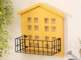 Wall Storage Shelves Hand Made Wood House Shape Wall Mounted Shelf for Bedroom Living Room Yellow V1294-YM0716-3115220072911