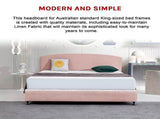 Linen Fabric King Bed Curved Headboard Bedhead - Pale Pink V63-839861
