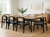 Levede Dining Chair Wood Rattan Armless Black x8 CH1144-2-BKX4