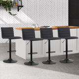 Artiss 4x Bar Stools Gas Lift Linen Fabric Black BA-TW-V17-1168-BKX4