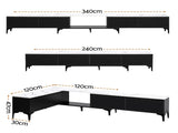 Artiss TV Cabinet Entertainment Unit Stand Extendable Black FURNI-N-EXT-TV240-BK-AB