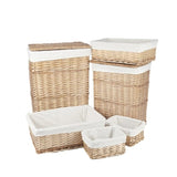 6 Piece Wicker Storage Baskets With Liner Set V915-MB0056