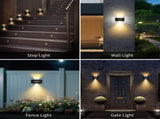 Solar Fence Lights, Solar Wall Lights Waterproof Outdoor Up and Down Lighting for Outside, Garden, V1107-118-90836-WHT-8PACK