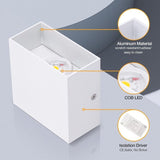 2 Pcs Indoor Wall Light, Bedroom Wall Light 6W 3000K, LED Square Wall Light, White Wall Lamp Used in V1237-ZY-715-085