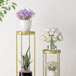 SOGA 2 Layer 50cm Gold Metal Plant Stand Flower Pot Holder Corner Shelving Rack Indoor Display FPOTH50GLD