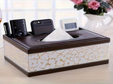Black cat's eye Multi-Function Leather Tissue Box, Wooden Frame with Compartment Storage, Anti-Slip V1232-PGZJH001