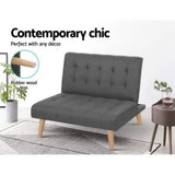 Artiss Sofa Bed Lounge Chair Couch 1 Seater Recliner Futon Bed Set Linen Grey SBED-E-SOLO86-GY