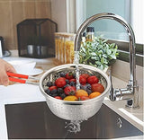 Stainless Steel Perforated Metal Colander Strainer with Long Red Handle Sieve Sifters Use for V1188-WSZ-A-1814
