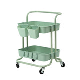 Trolley Cart Storage Utility Rack Shelf Organiser Swivel Kitchen 2 Tier GREEN V274-HA-GO36-TC-2GN