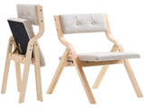 Wooden Folding Chairs with Cushion, Set of 2, Portable Foldable Cushion Chair with Wooden Frame, V952-MZHZZZDYXDFBPPPME001V0