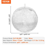 VEVOR Mirror Disco Ball 495 mm Silver Party Large Disco Ball with Hanging Ring V952-JMDSKQ20INCH9KFF6V0