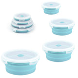Collapsible Food Storage Container with Lid Silicone Bento Lunch Boxes 4 Pack Outdoor Picnic Box V1294-YM0901-H26874BL
