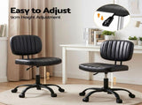 Artiss Armless Office Chair with Wheels, Ergonomic PU Leather Office Desk Chair, Height Adjustable OCHAIR-M-1142-PU-BK