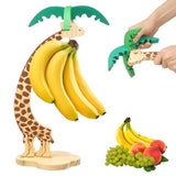 Banana Hanger Stand, Wooden Construction, Suspended Design, for Home Kitchen Countertop Display Keep V1366-AZ2-W-15491