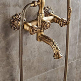 Bathtub Faucet with Handheld Shower Antique Brass Wall-Mounted Multifunctional Mixer Tap, Hot & V1107-113-05005-BRO-B