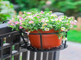 Iron Art Hanging Baskets Flower Pot Holder Over The Rail Metal Fence Planters Assemble - Pack of 3 V1370-AZ4-06344