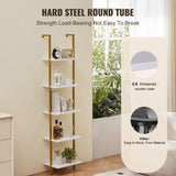 VEVOR Industrial Square Pipe Shelf 5 Tier 40x30x178cm Wall-Mount Gold White V952-JSGZWJFGHMBJKXPV1V0