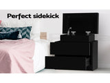 Artiss 2X Bedside Table 2 Drawers Lift-up Storage Black FURNI-O-BS-02-BKX2