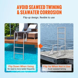 Dock Ladder, Flip-Up 3 Steps, 159 kg Load Capacity, Aluminum Alloy Pontoon Boat Ladder with 50.8 mm V952-MTZTSFSJFHXJDD9C0V0