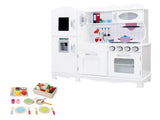 Keezi Kids Kitchen Play Set Wooden Pretend Toys Cooking Children Food White PLAY-WOOD-DISPENSER3IN1-B-WH