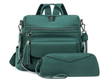 Green Women's Retro PU Leather Backpack - Dual-Color Tassel Design, Winter High-End Style V888-ELOSUNG33183