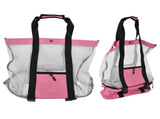 Beach Bags Mesh Cotton Oversized Storage Tote Bags for Beach Picnic Barbecue Camping Pink V1294-YM0523-3117210212411