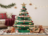Jingle Jollys Paper Christmas Tree 87CM w/ Star Topper LEDs Xmas Decorations Kit Home Office Green PAPER-XMAS-TR-75-GN