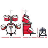 Keezi Kids 7 Drum Set Junior Drums Kit Musical Play Toys Childrens Mini Big Band PLAY-DRUM-7-RD