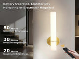 Gold Battery Operated Wall Sconce Set of 2, Rechargeable Wireless LED, Remote, Dimmable 3000K-6000K V1263-JX-5795
