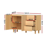 130cm Artiss Buffet Sideboard Cupboard Cabinet Pantry Storage Drawer Pine FURNI-C-SID-01-WD-AB