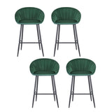 Artiss 4x Bar Stools Kitchen Dining Chair Counter Stool Tub Velvet Metal Green BA-K-1074-GNX4