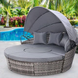 Gardeon Sun Lounge Setting Wicker Lounger Day Bed Patio Outdoor Furniture Grey ODF-SUNBED-180OT-GR-ABC