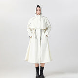 Beige L Size Long Trench Style Waterproof Raincoat for Women - Fashionable Outdoor Hiking Cycling V888-ELOSUNG56806-2