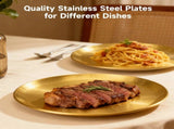 10PCS Golden Stainless Steel Plates, 10" Large Round Shallow Plates, Elegant Brushed Stainless Steel V1369-AZ3-W-08739
