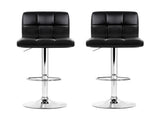 Artiss 2x Bar Stools Leather Gas Lift Black BA-TW-NEW1055-BKX2