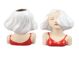 Girl Face Vase Modern Decorative Sculpture Ceramic Head Flower Vase for Living Room Bedroom Office V1294-YM0706-3115230067111