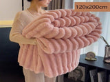 Cozy Rabbit Plush Long Nap Blanket Thick Flannel Milk Fleece Office Leg Cover Dusty Pink 120200cm V1221-XM-LB5572-ZS195