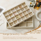 Large Velvet Jewelry Tray Display Drawer Inserts 2 Pack Stackable Jewelry Organizer for Earring V1107-107-85017-GRY1
