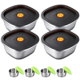 4 Sets Stainless Steel Salad Bowls with Lids, 2000ml / 67.64 fl oz Food Storage Containers with V1369-AZ3-W-08865