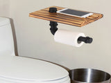 lIron Pipe Wall Mount Paper Holder Rack Wood Shelf Bathroom Toilet V1294-YM0722-JY01086