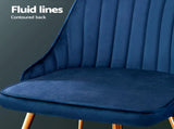 Artiss Dining Chairs Set of 4 Velvet Channel Tufted Blue UPHO-D-DIN203C-VEL-BLX4